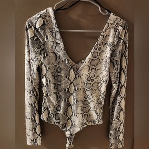 Long-Sleeve Bodysuit Snakeskin